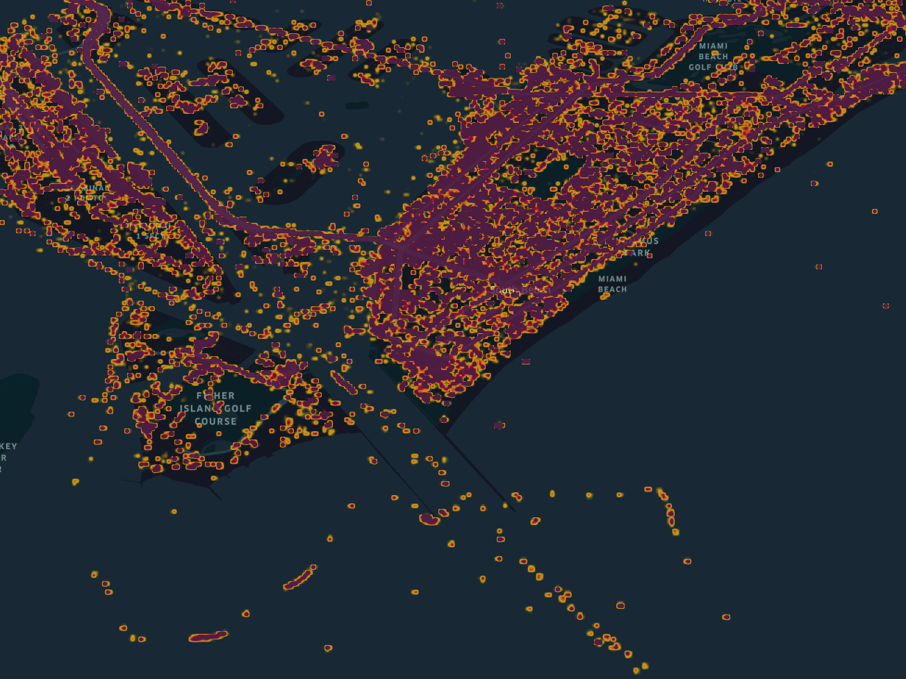 Miami beach heatmap during COVID-19 lockdown